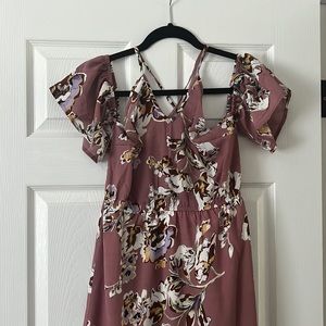 Mauve Cold Shoulder Maxi Dress